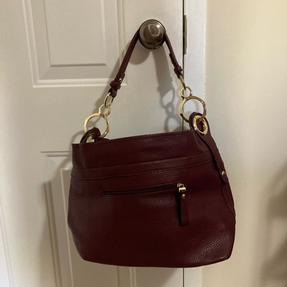 Shoulder bag. Burgundy pebble leather - Picture 2 of 5